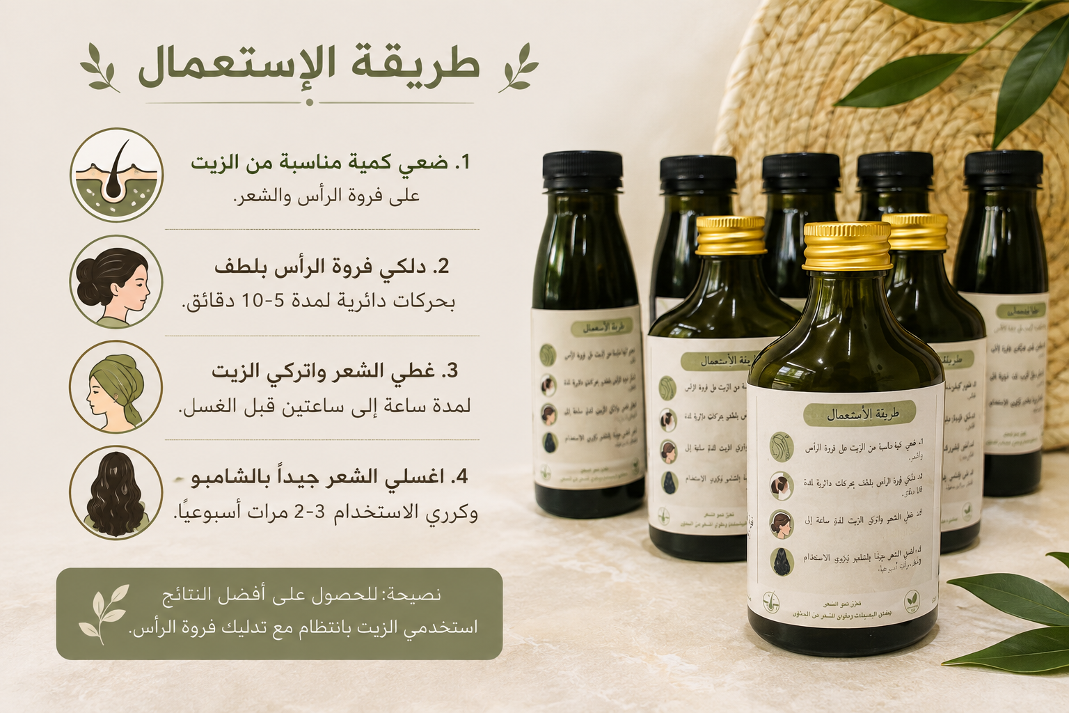 طريقة استخدام زيت شعرك حياة الطبيعي